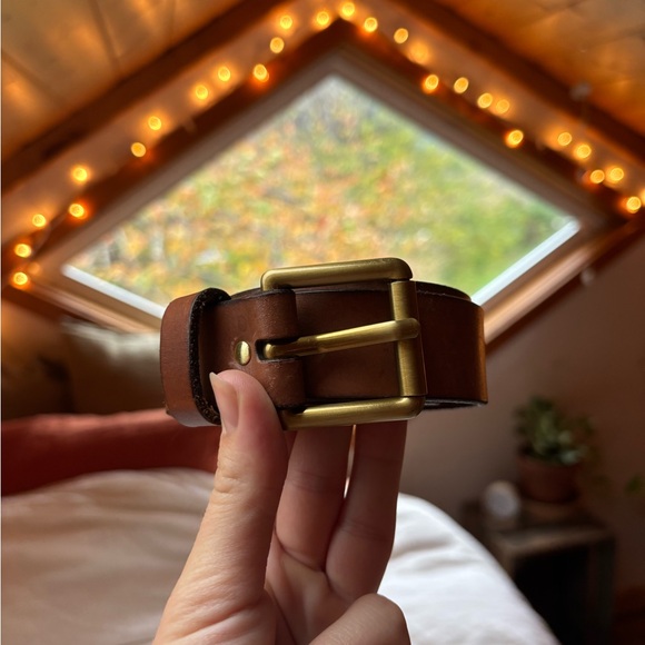 Fossil Accessories - Fossil Genuine Leather Belt with Big Brass Buckle